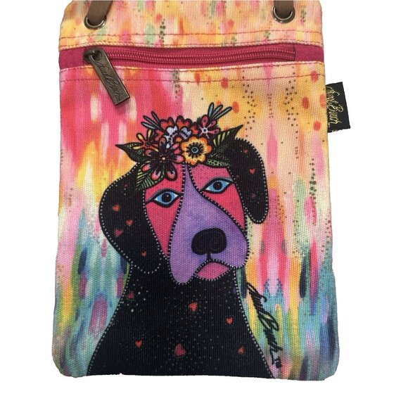 Laurel Burch Dog Print Crossbody Bag Small Canvas Purse Sun N Sand Adjustable - Picture 9 of 10